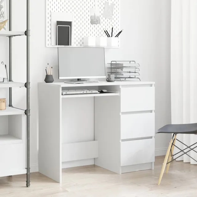 vidaXL Bureau 90x45x76 cm bewerkt hout wit, foto 2