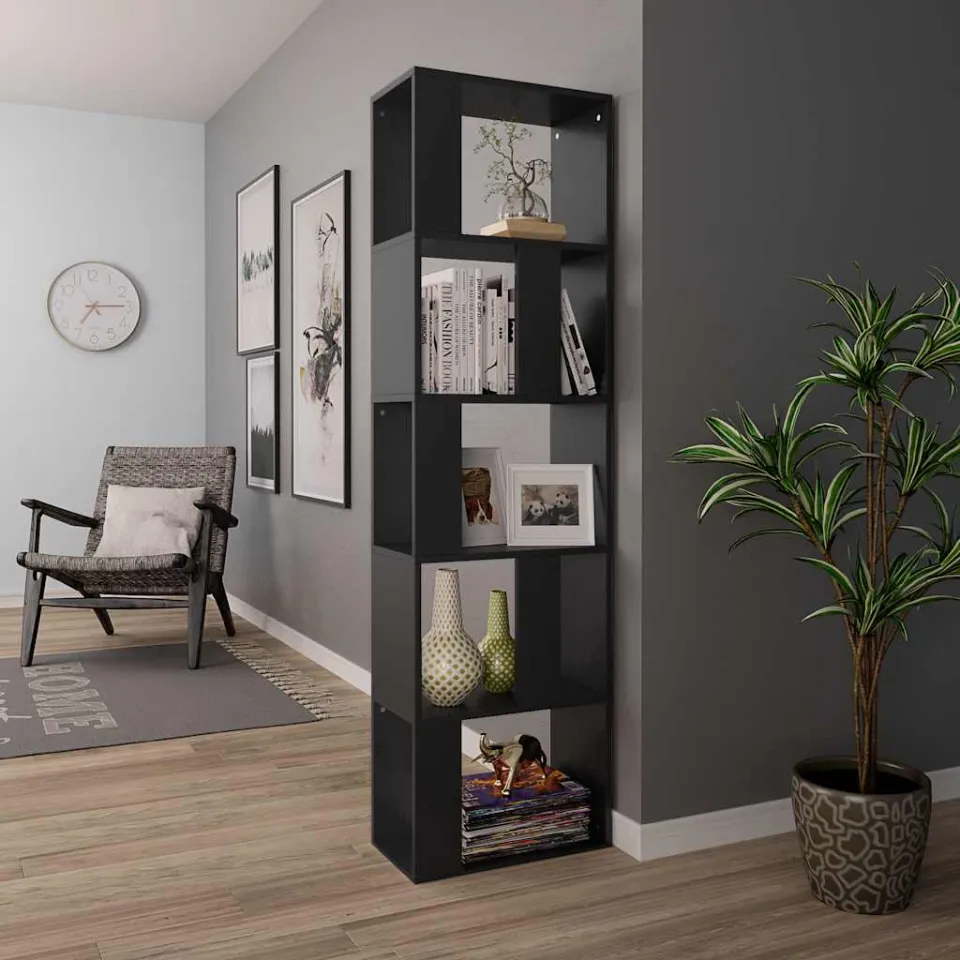vidaXL Boekenkast/kamerscherm 45x24x159 cm bewerkt hout zwart, foto 3
