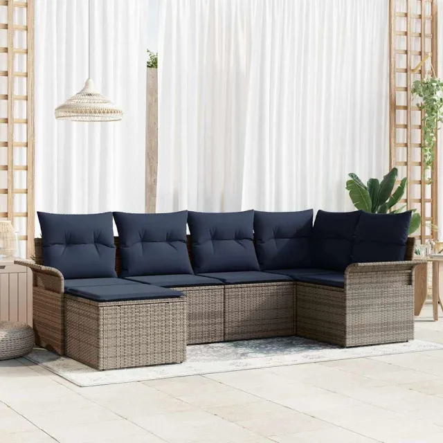 vidaXL Tuin Sofa Set 6 st Grijs poly rattan, foto 2