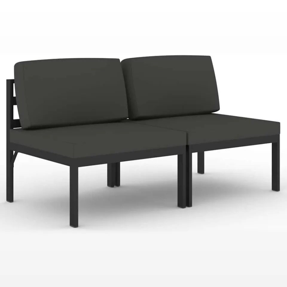 vidaXL Tuinbank 2-zits met kussens aluminium antracietkleurig, foto 4