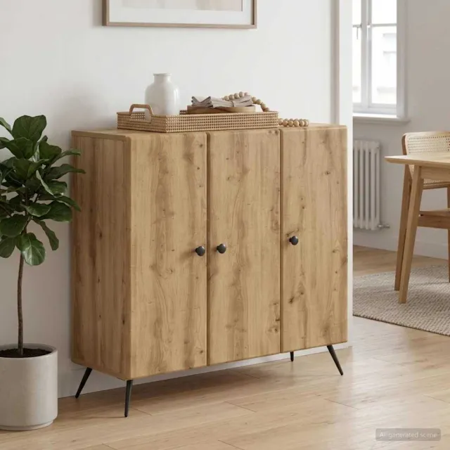 vidaXL Dressoir Artisanaal eiken 89 x 34,5 x 80 cm Bewerkt hout Bruin