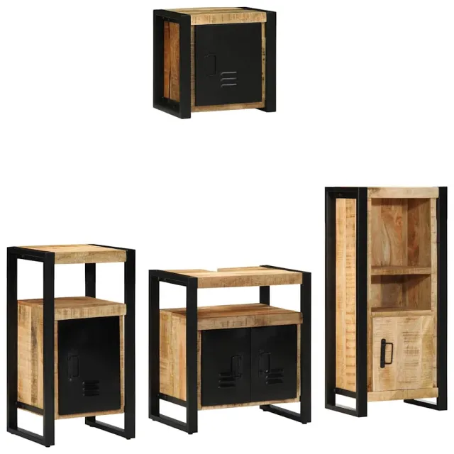vidaXL Badkamermeubelset 4 st Bruin en zwart 55 x 35 x 60 cm