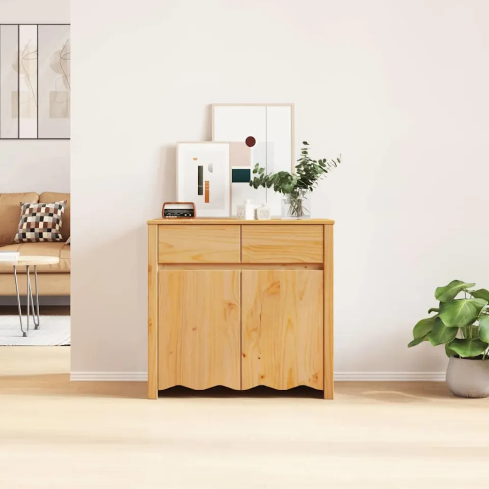 vidaXL Dressoir Drammen Eiken 79 x 43 x 75.5 cm Massief grenenhout, foto 4