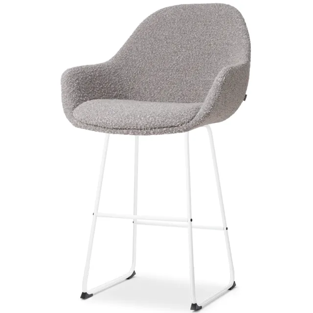 Nolon Nino-Mae barkruk bouclé taupe - wit onderstel - 65 cm