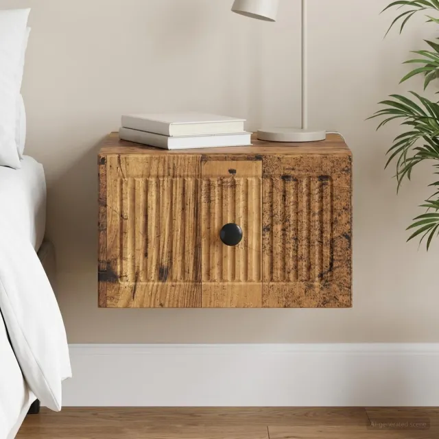 vidaXL Wandbeugel Bedkast Oud hout 33 x 34,5 x 20 cm Bewerkt hout bruin, foto 2