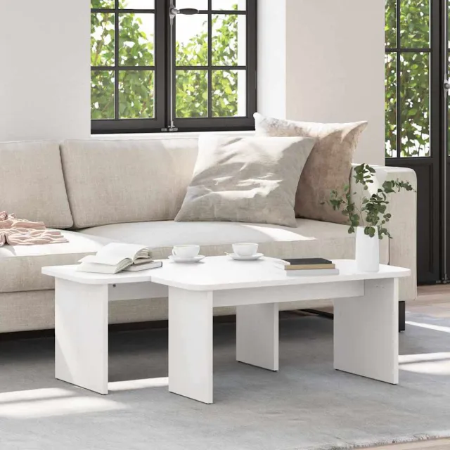 vidaXL Salontafel 2 st Wit 100 x 69 x 35,5 cm Massief grenenhout, foto 2