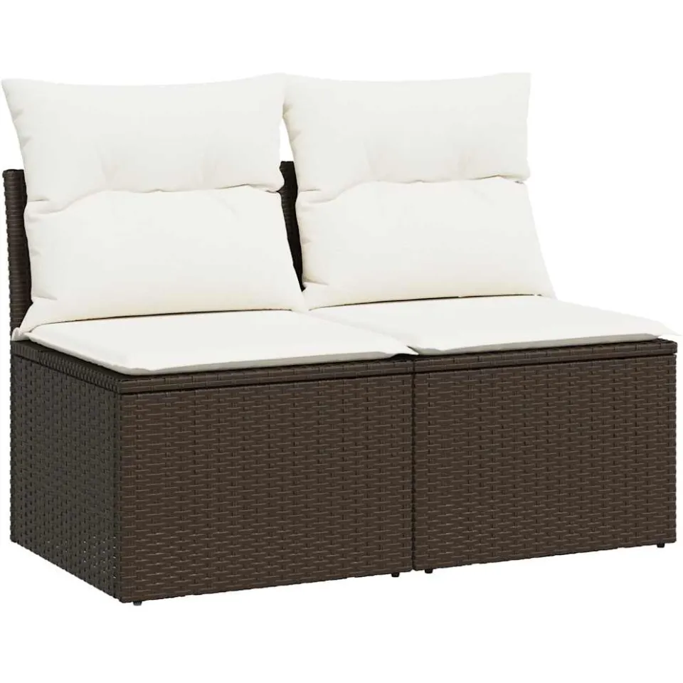 vidaXL 2-delige Loungeset met kussens poly rattan acacia bruin