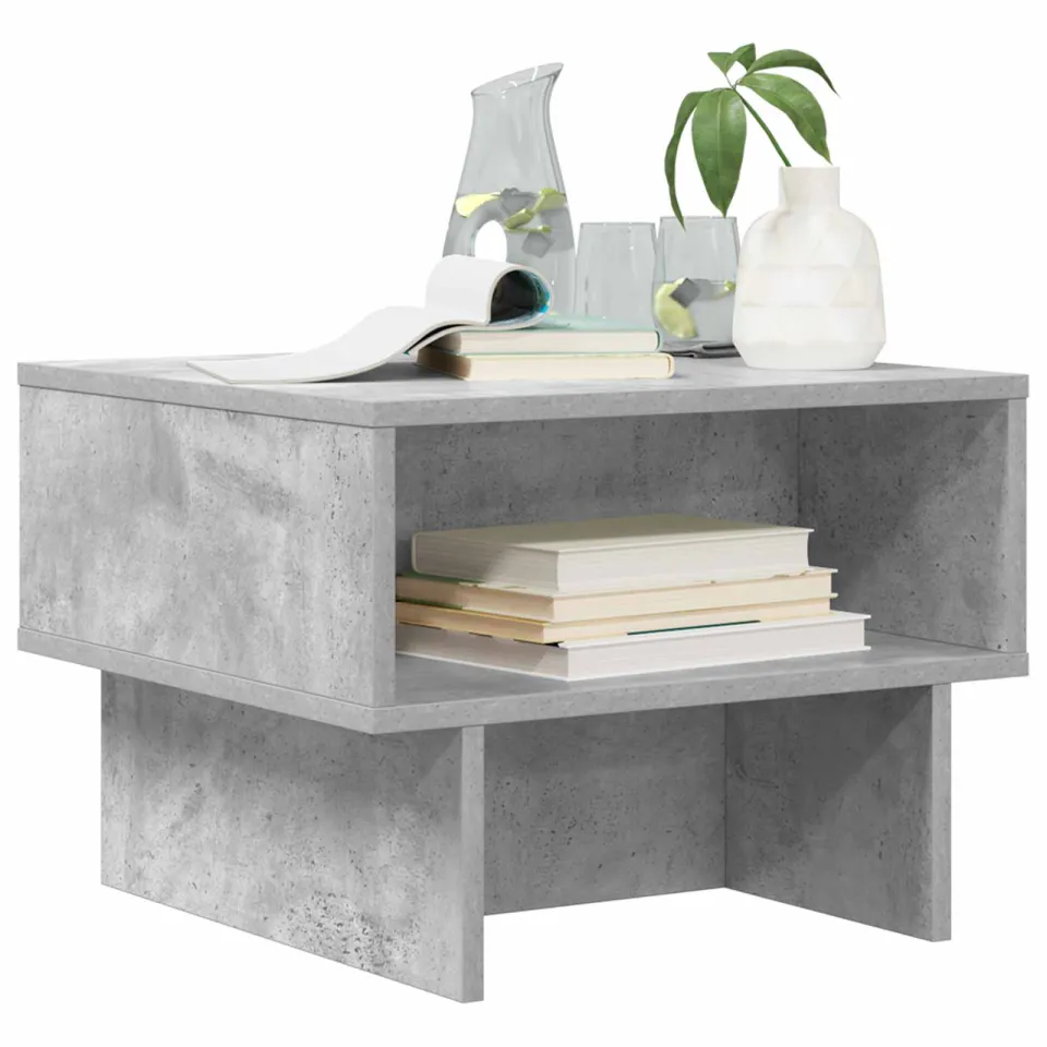 vidaXL Salontafel Beton Grijs 48 x 46 x 35 cm Bewerkt hout