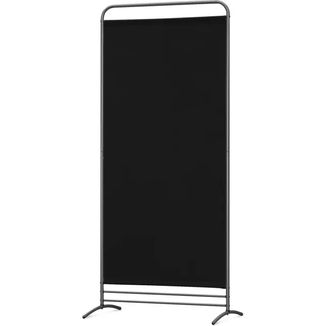 Famanu Kamerscherm, 1-delig paravent, ruimteverdeler, opvouwbaar, inkijkbescherming voor kantoor, hotel, ziekenhuis, woonkamer, balkon of tuin, zwart, 81 x 180 cm
