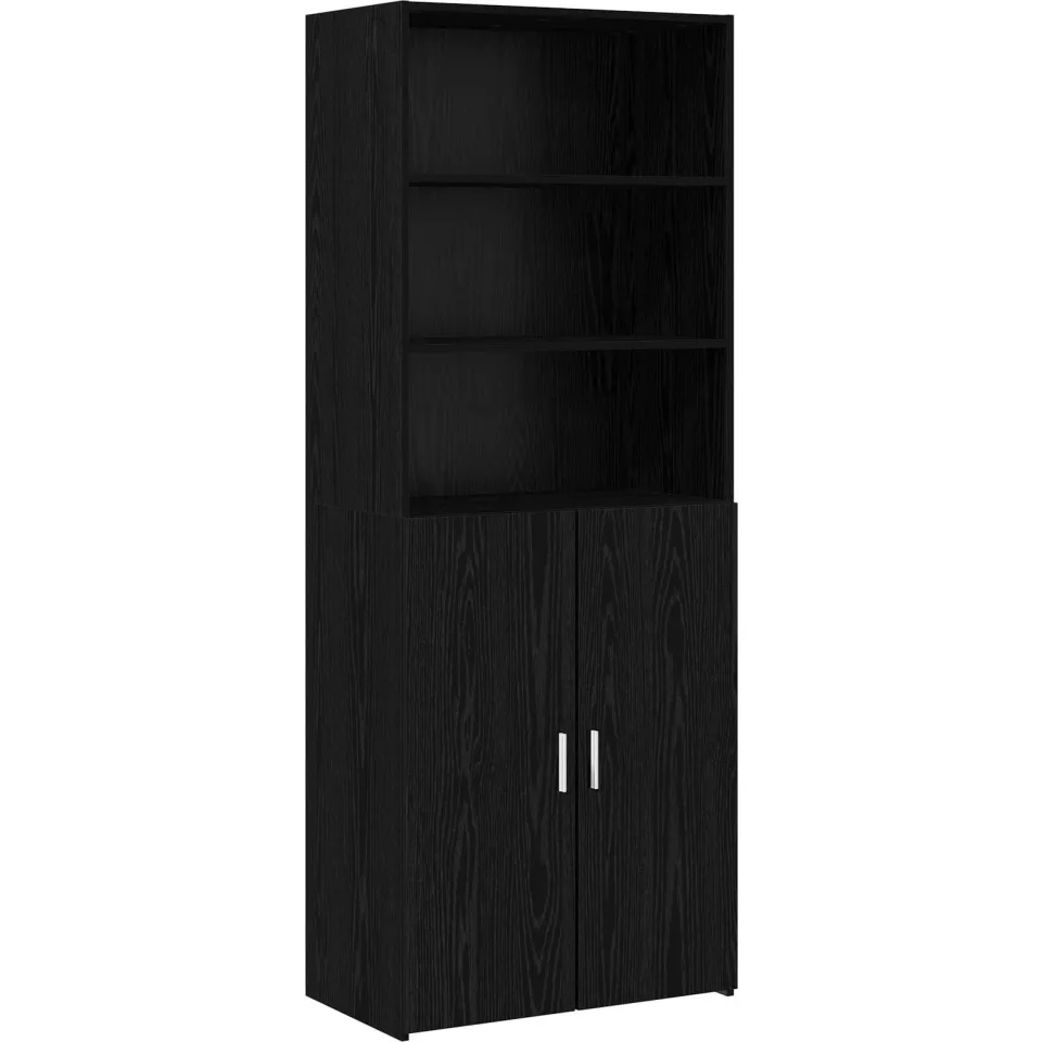vidaXL Hoge kast Zwart eiken 70 x 42,5 x 185 cm Bewerkt hout, foto 3