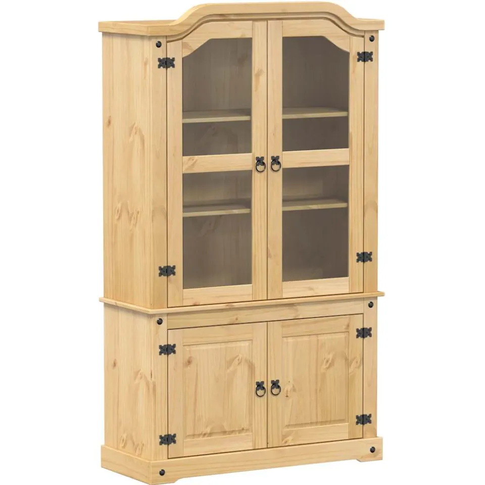 vidaXL Vitrinekast Corona 103,5x42x180 cm massief grenenhout Bruin