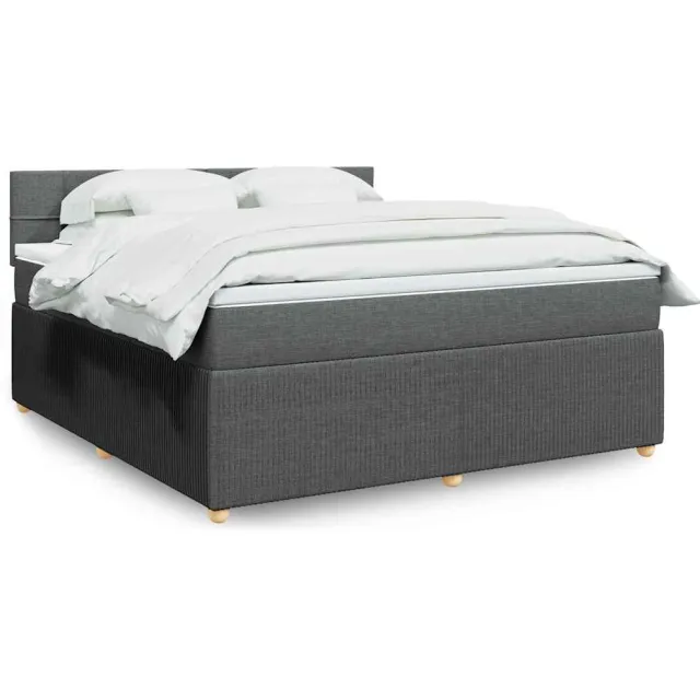 vidaXL Boxspring met matras stof donkergrijs 180x200 cm grijs