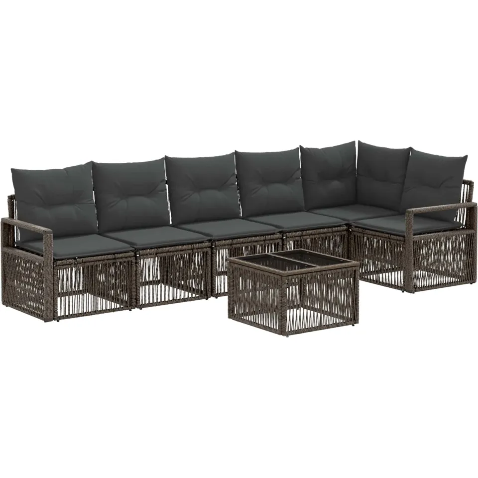 vidaXL Tuinbankenset 7 st Grijs poly rattan, foto 3