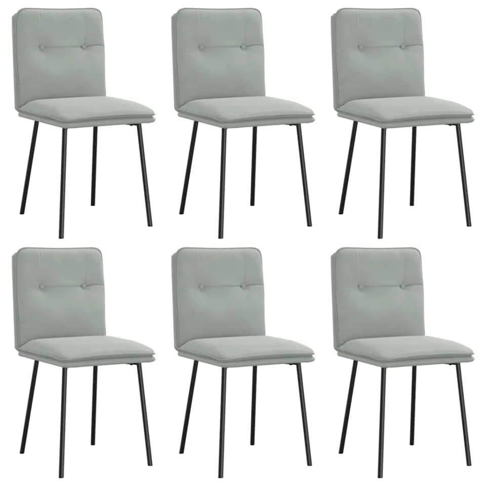 vidaXL Eetkamerstoelen 6 st fluweel lichtgrijs grijs, foto 3