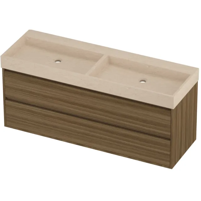 Proline Evoli Badmeubelset Hardsteen Loft 140x46x62 cm Sand Stone Caramel Walnut Houtlook