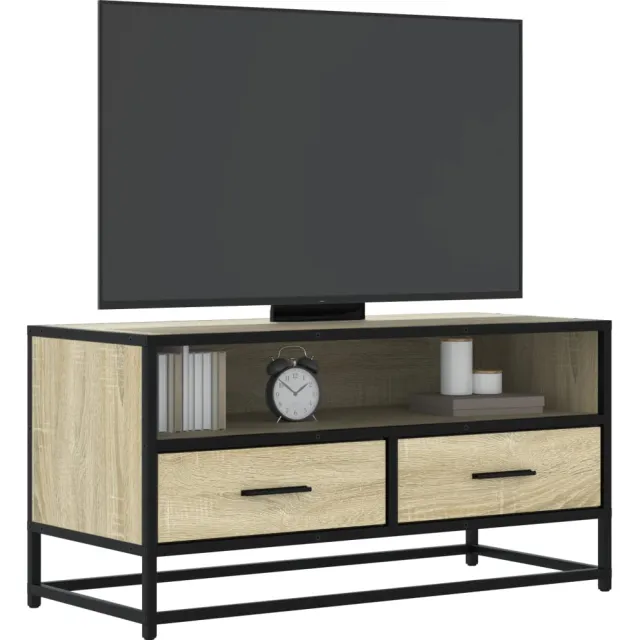 vidaXL Tv-meubel 80x34,5x40 cm bewerkt hout metaal sonoma eikenkleurig