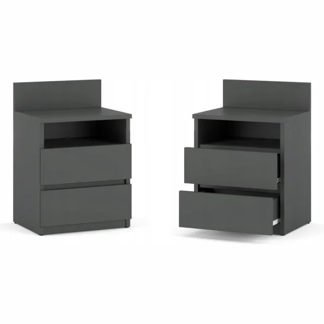 Stiv-Meble Merkloze Nachtkastje Grijs 40cm met 2 Lades en Plank