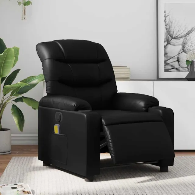 vidaXL Massagestoel verstelbaar elektrisch kunstleer zwart