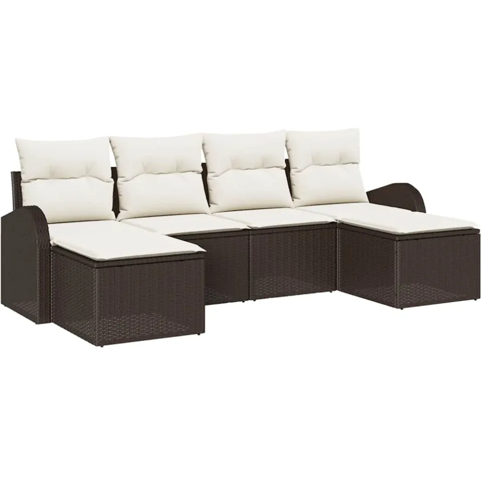 vidaXL Tuin Sofa Set 6 st Bruin [Synthetisch]: Poly Rattan