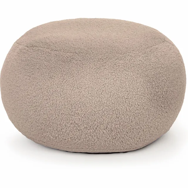 Drop & Sit poef - sfeervolle teddy - taupé - Ø60 cm - extra comfortabel en zacht