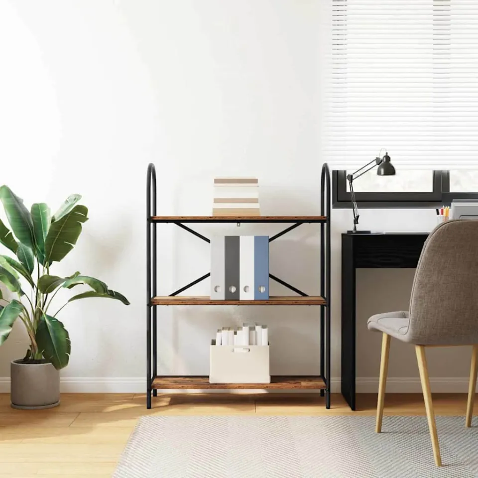 vidaXL Boekenkast 3-laags 80 x 30 x 109 cm Bewerkt hout Oudhout bruin, foto 4