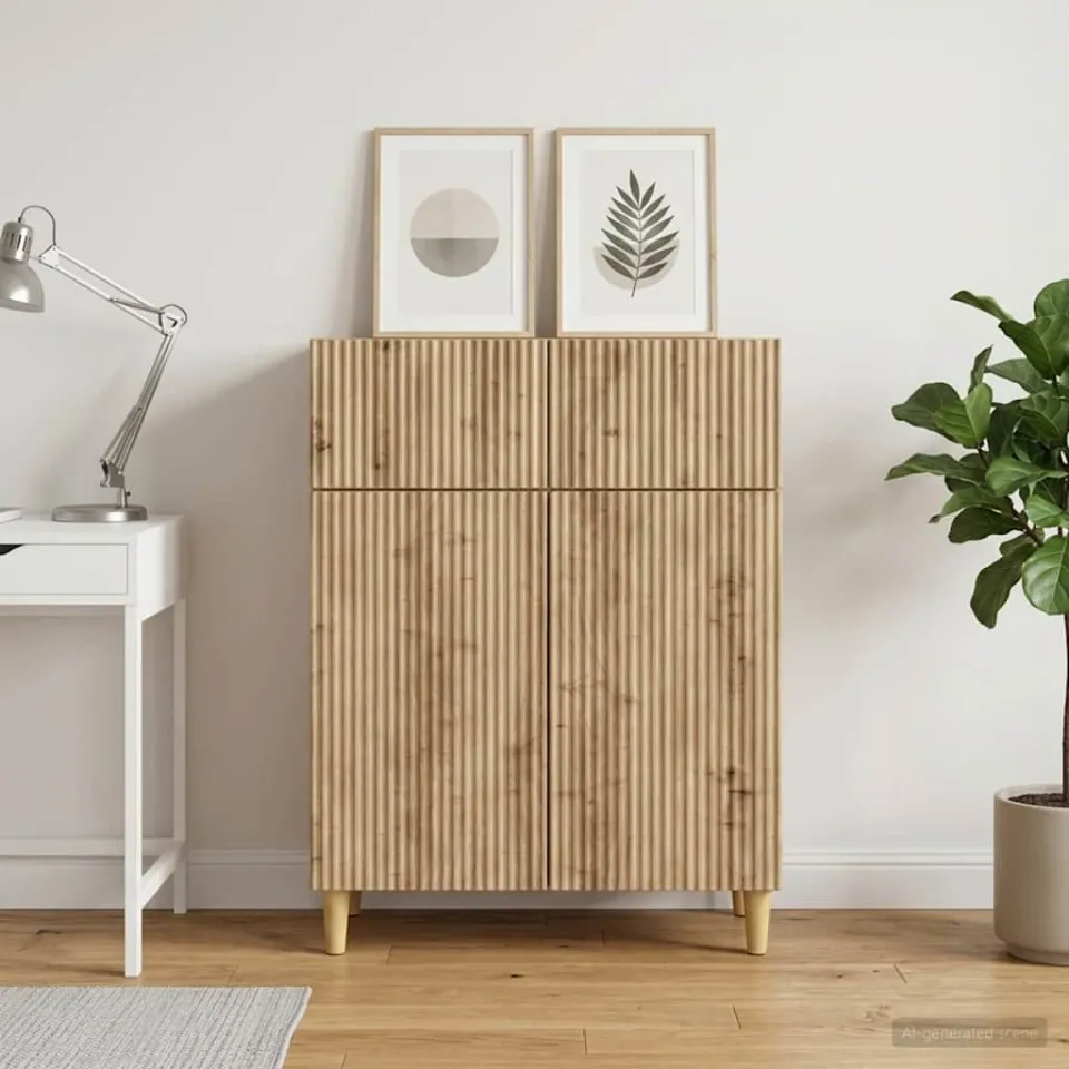 vidaXL Dressoir Artisanaal eiken 66 x 34,5 x 90 cm Bewerkt hout, foto 3