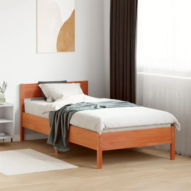 vidaXL Bedframe zonder matras massief grenenhout wasbruin 100x200 cm