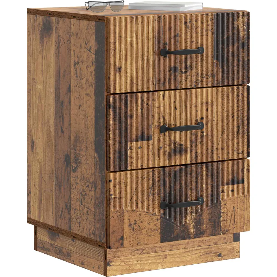 vidaXL Nachtkastje met lade Oud hout 43 x 41 x 63,5 cm Bewerkt hout Bruin