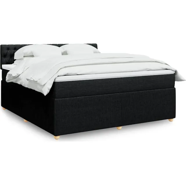 vidaXL Boxspring met matras stof zwart 180x200 cm