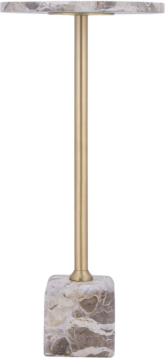 PTMD Ebe Beige Marble Sidetable With Round Top High