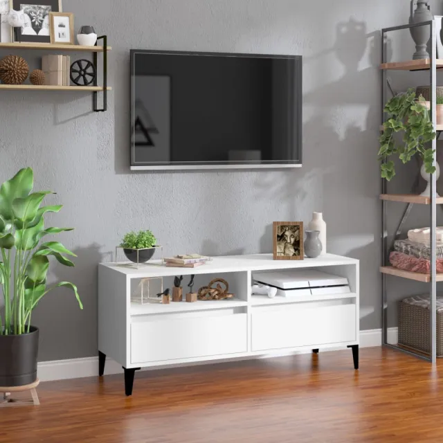 vidaXL Tv-meubel 100x34,5x44,5 cm bewerkt hout hoogglans wit