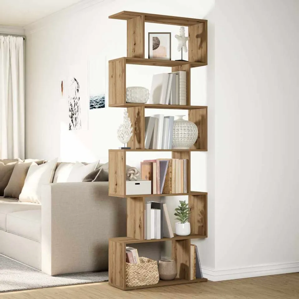 vidaXL Kamerscherm / boekenkast 6-laags 70x24x193 cm hout artisanaal bruin, foto 3