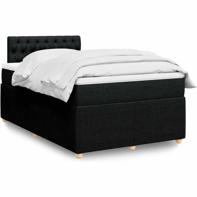 vidaXL Boxspring met matras stof zwart 120x190 cm