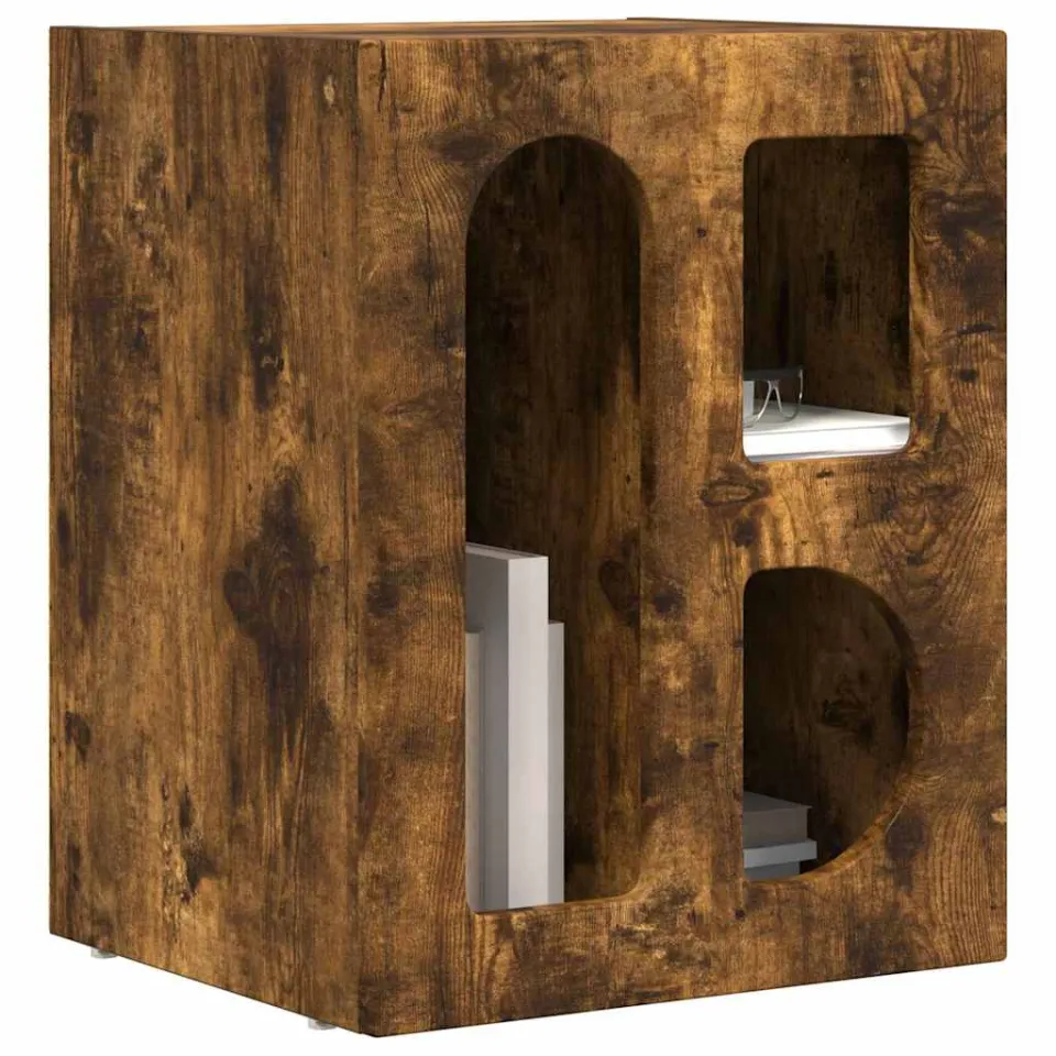 vidaXL Nachtkastje ELST Gerookt eiken 40 x 35 x 50 cm Bewerkt hout Bruin
