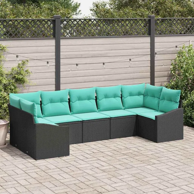 vidaXL Bankstel 7 st Zwart poly rattan, foto 2