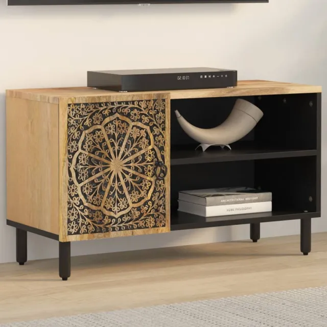 vidaXL Tv-meubel 80x31x46 cm massief mangohout bruin, foto 2