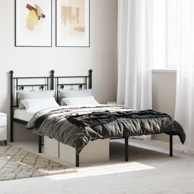 vidaXL Bedframe met hoofdbord metaal zwart 120x200 cm