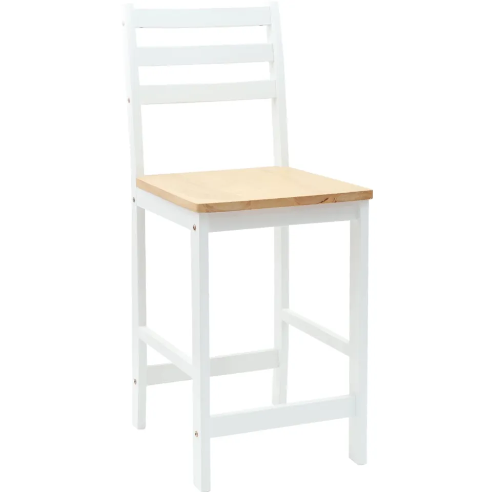 vidaXL Eettafelstoelen 2 st Massief Rubberhout Wit 40 x 47,5 x 99,5 cm, foto 4