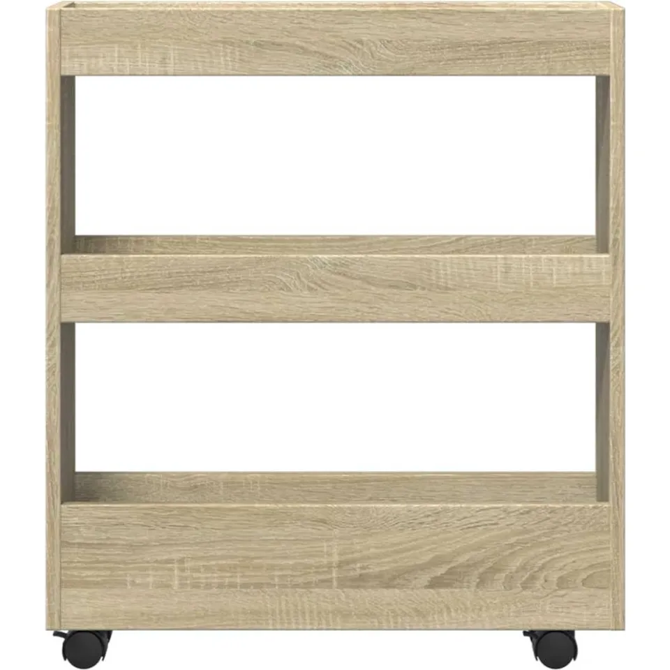 vidaXL Opbergtrolley smal 3-laags bewerkt hout sonoma eikenkleurig, foto 4