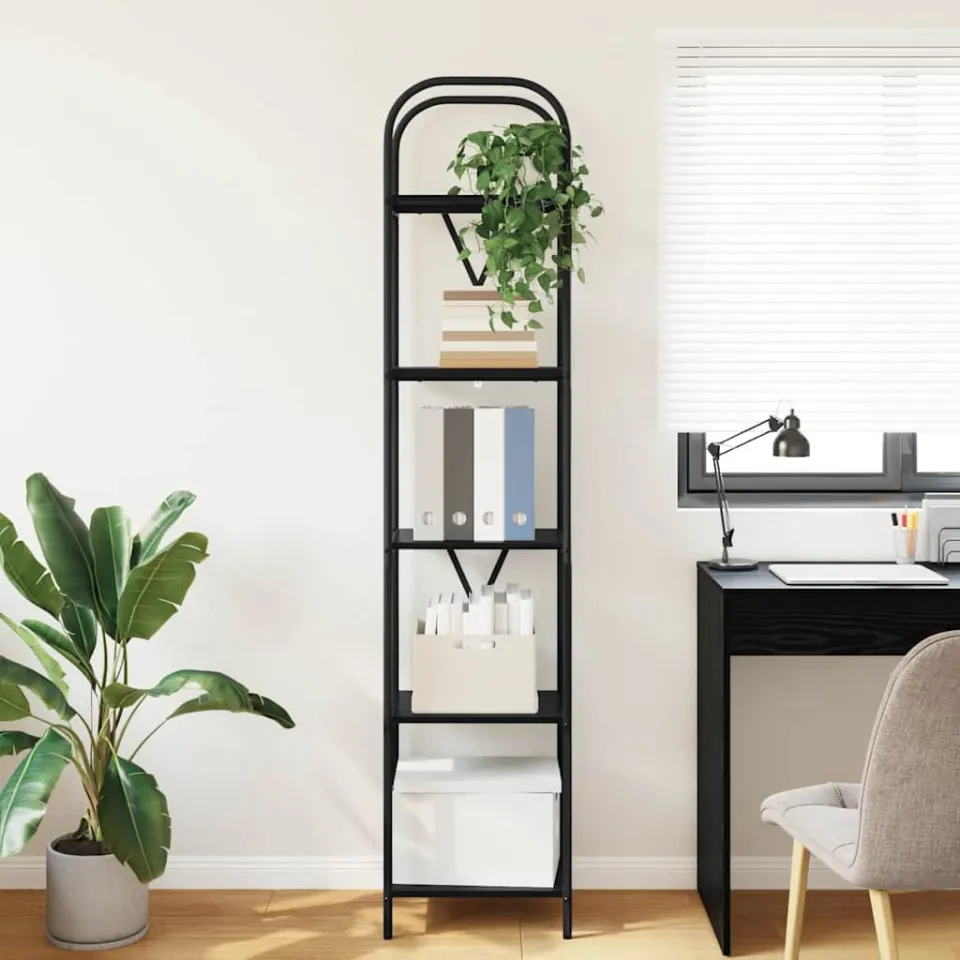 vidaXL Boekenkast 5-laags 40 x 30 x 183 cm Bewerkt hout Zwart Eiken, foto 3
