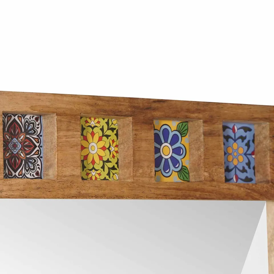 vidaXL Badkamer Spiegel Naturel 50 x 70 x 3 cm Massief Mango Hout, foto 4