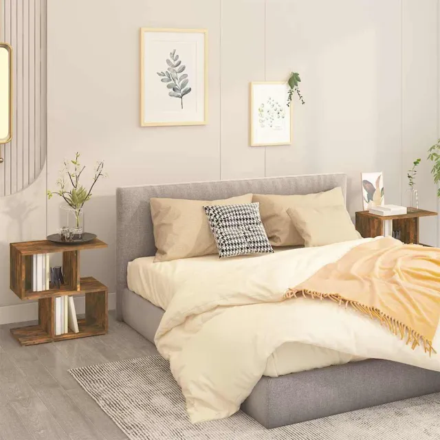 vidaXL Nachtkastjes 2 st 50x30x51,5 cm bewerkt hout gerookt eikenkleur, foto 2