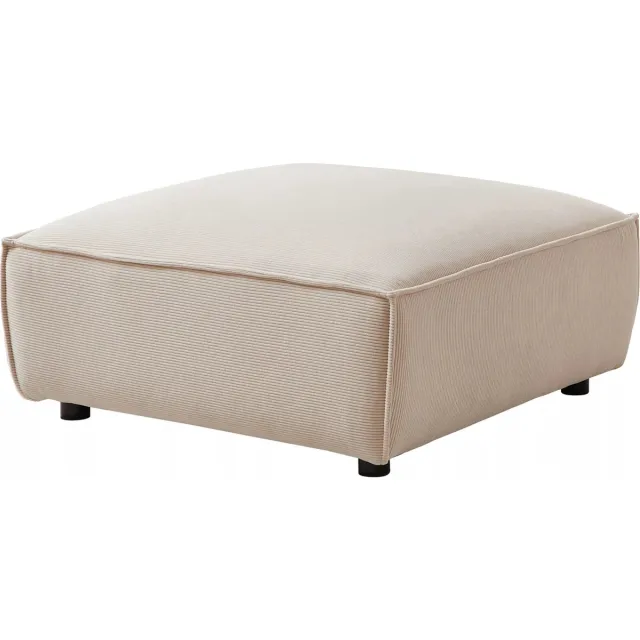 Vente-unique Poef van beige ribfluweel - BORORE