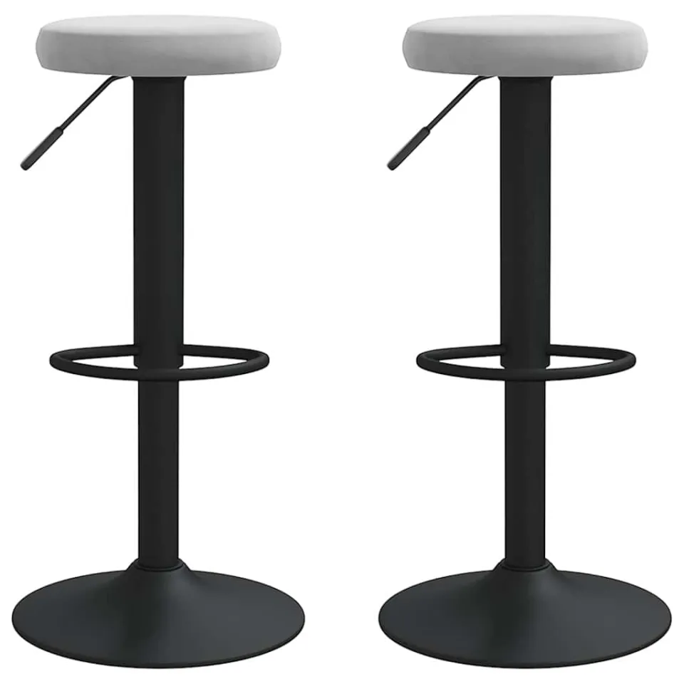 vidaXL Barkrukken 2 st fluweel lichtgrijs grijs, foto 3