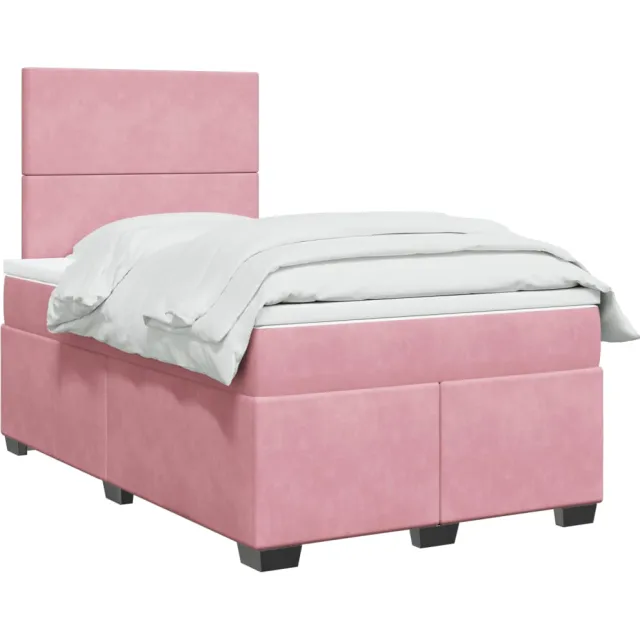 vidaXL Boxspring met matras fluweel roze 120x200 cm