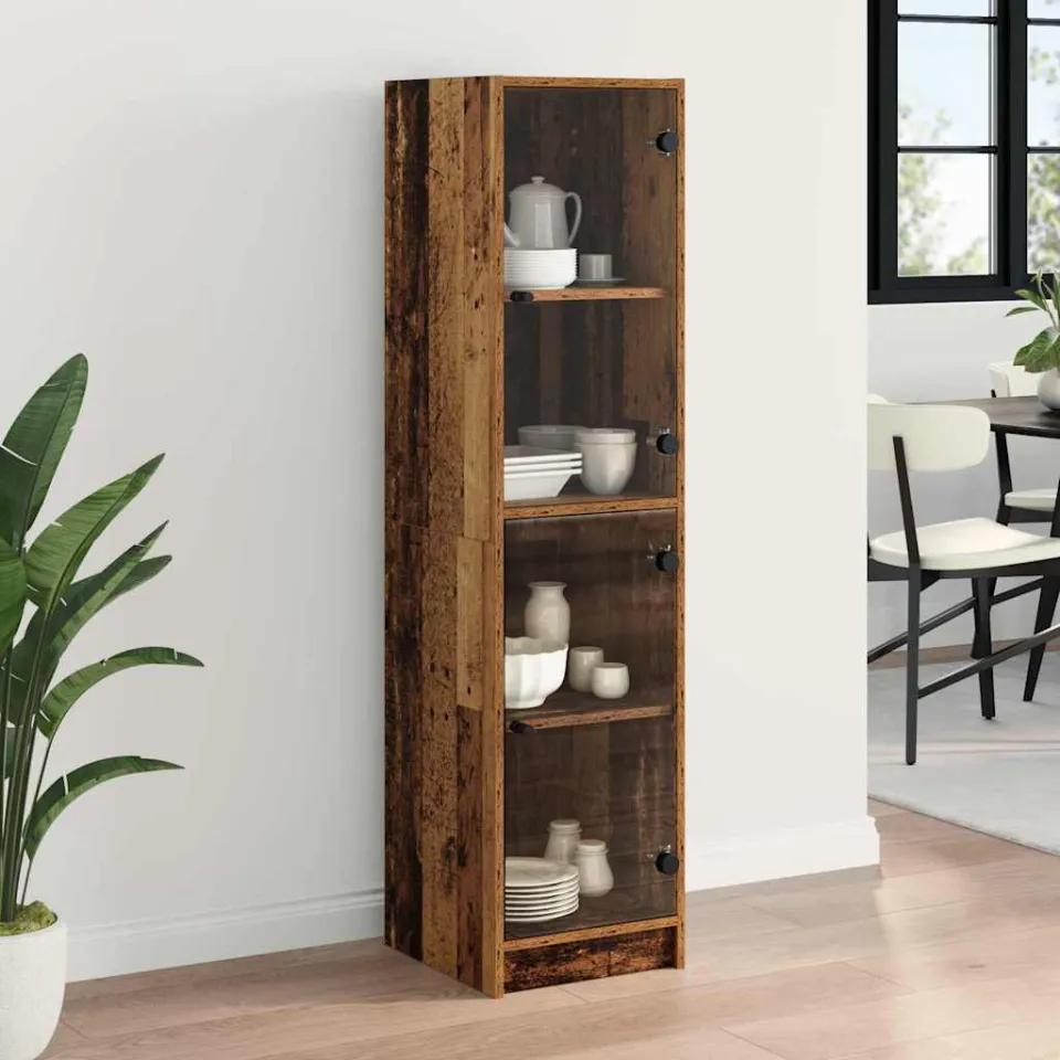 vidaXL Highboard Oud Hout 35 x 37 x 142 cm Bewerkt hout bruin, foto 3