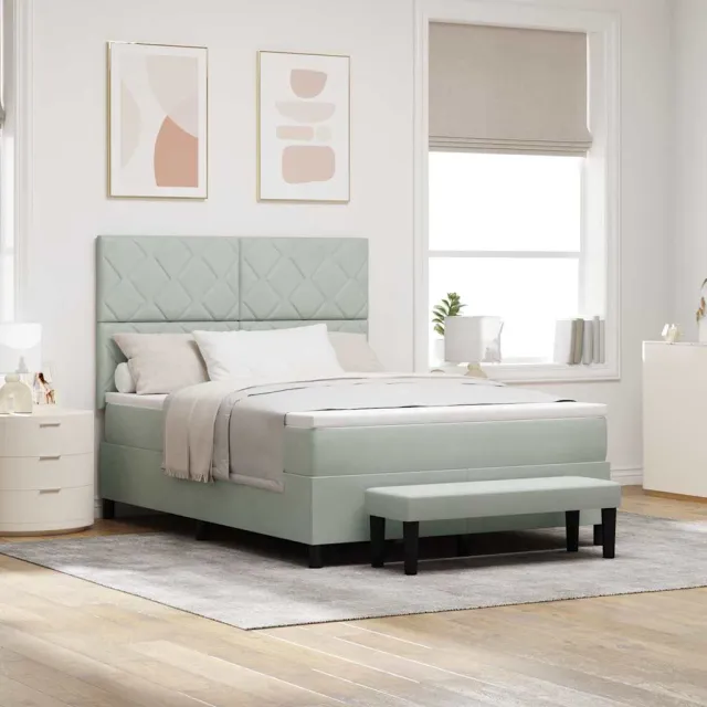 vidaXL Boxspring bed met hoofdeinde Lichtgrijs 200 x 160 cm Fluweel