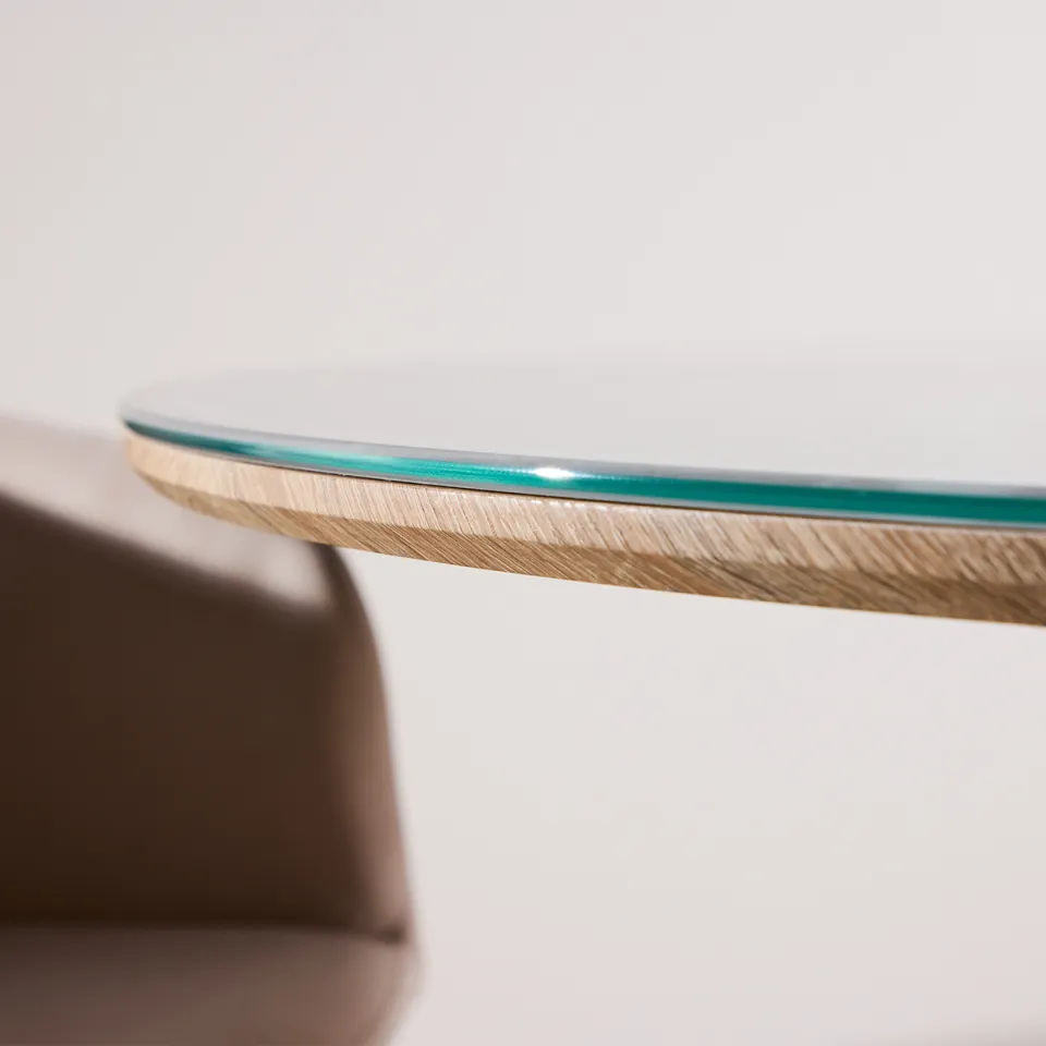 Nest living Maurits ronde eettafel met glazen tafelblad bruin - Ø120 cm, foto 4