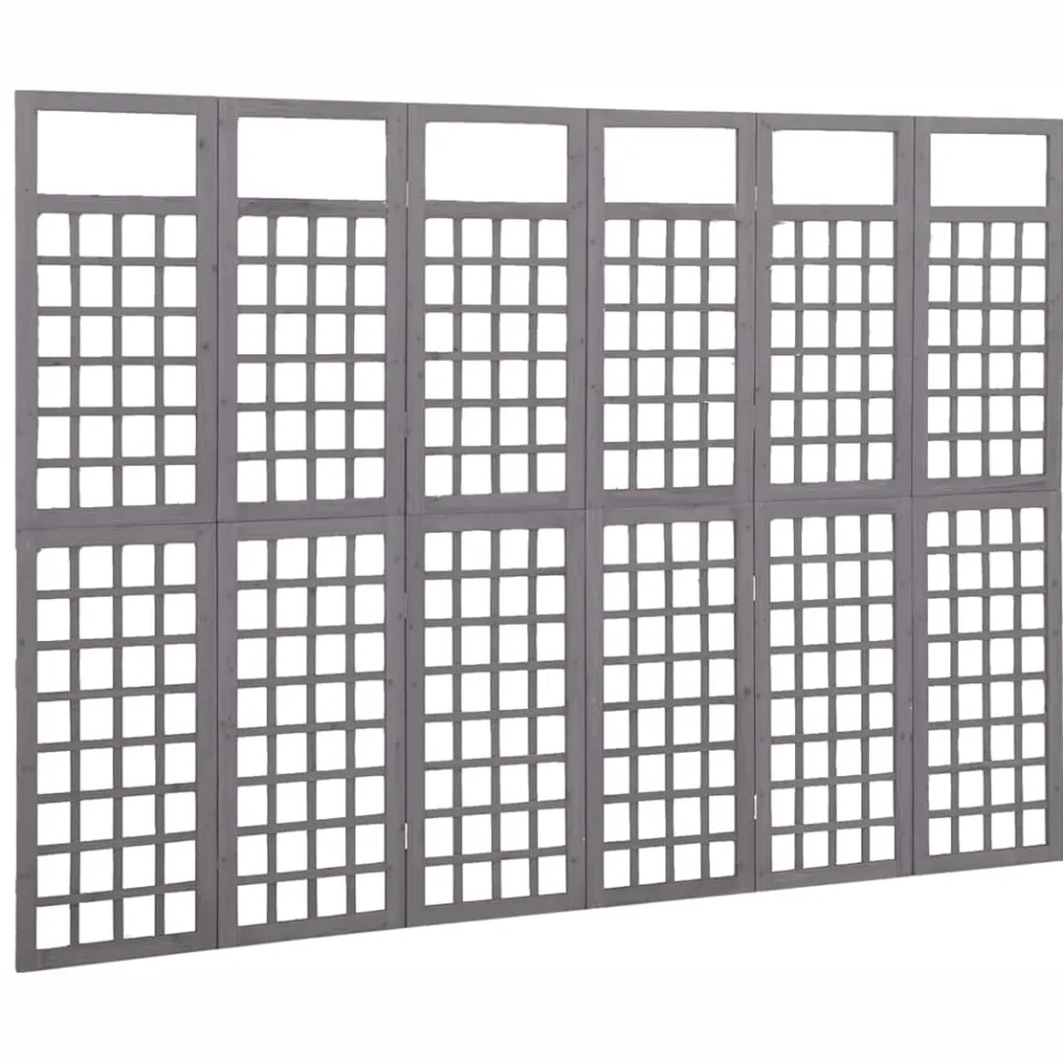 vidaXL Kamerscherm/trellis met 6 panelen 242,5x180 cm vurenhout grijs, foto 3