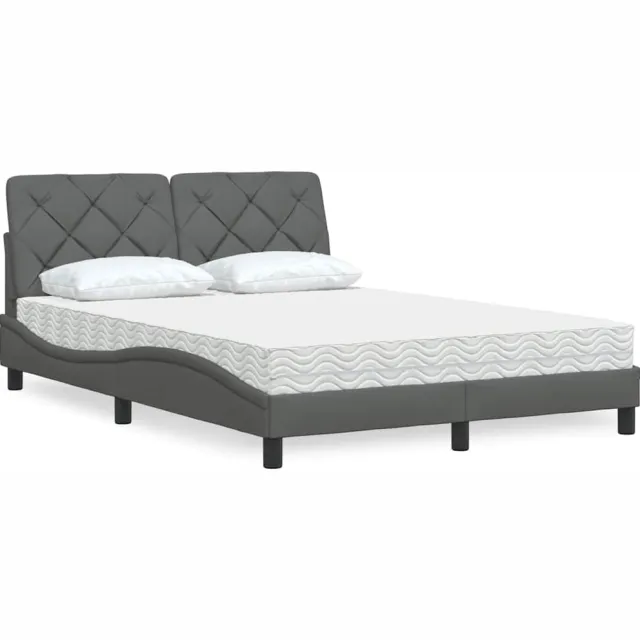 vidaXL Bed met matras stof donkergrijs 140x190 cm